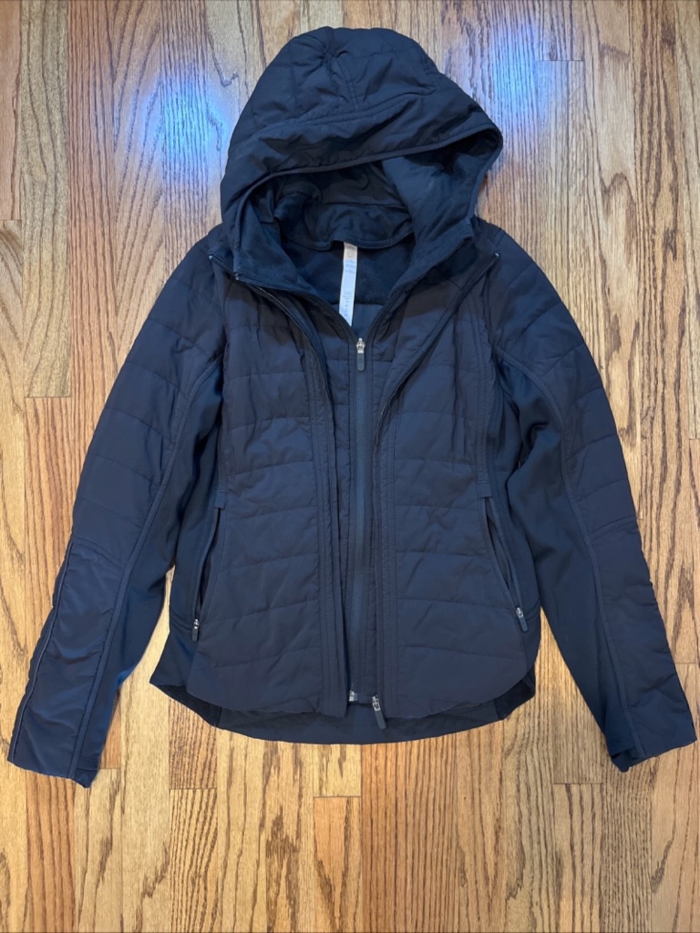 Lululemon Another Mile Jacket Womens Sz 6 Black Hooded Puffer Full Zip Gorpcore